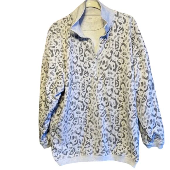 Aerie Leopard Print Quarter Zip Pullover Size XS - Picture 3 of 6